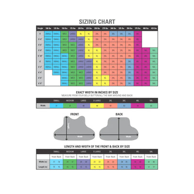 New Sizing Chart for our Concealable, Tactical & T-Shirt Armor